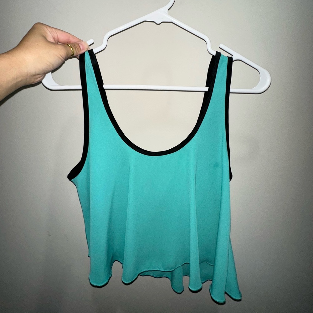 Flowy Crop Top (Deep Mint/Green, Small)